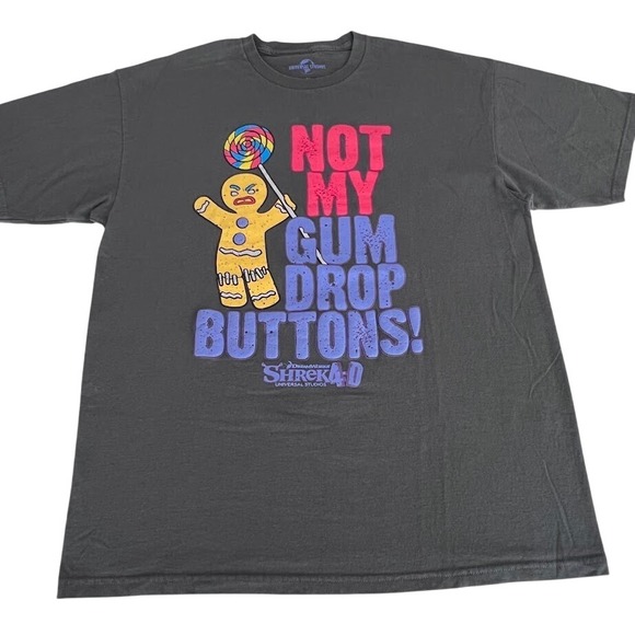 Universal Studios Other - Shrek Gingy Not My Gumdrop Buttons Graphic Tee XL Gray Universal Studios
